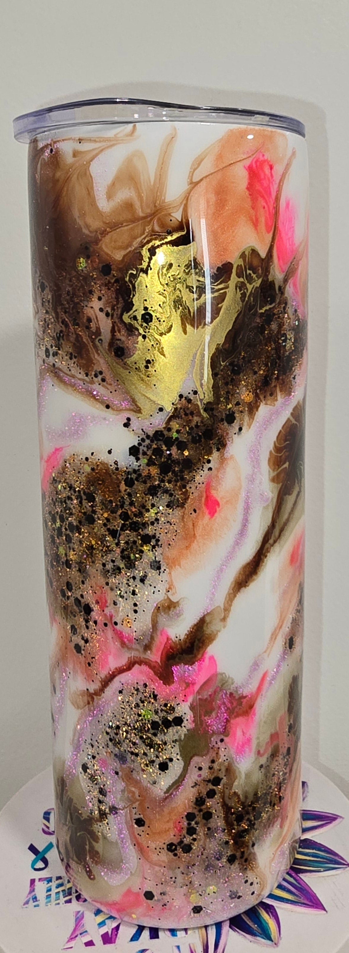 #15 20oz Skinny brown/pink - Marsha