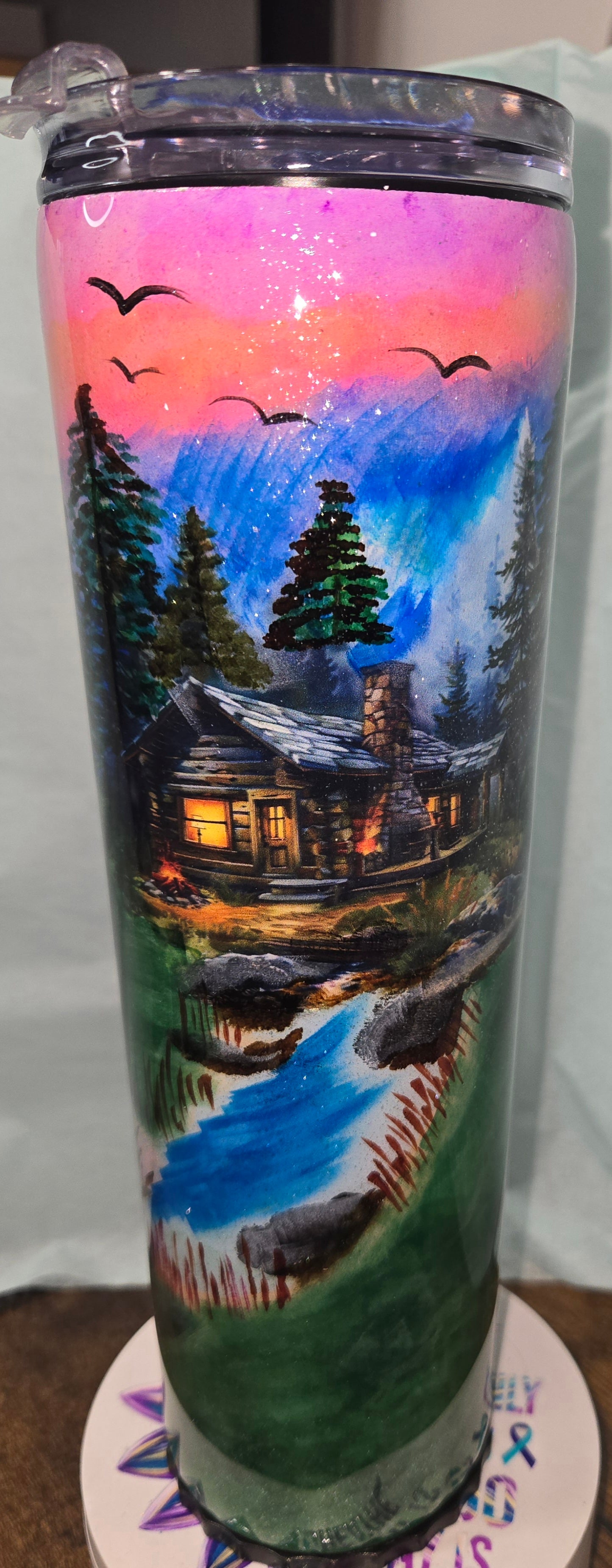 #23 30OZ HANDPAINTED STRAWBLER (AUCTION) STORMY