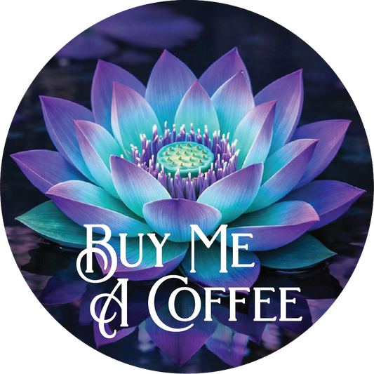 circular sticker with lotus flower and "Freshies